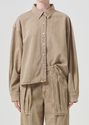 Agolde Aiden High Low Shirt Root Beer | JPY897056