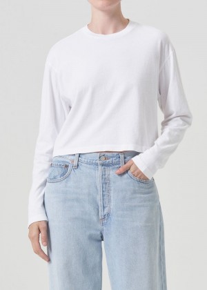 Agolde Mason Crop Tee White | BJS921475